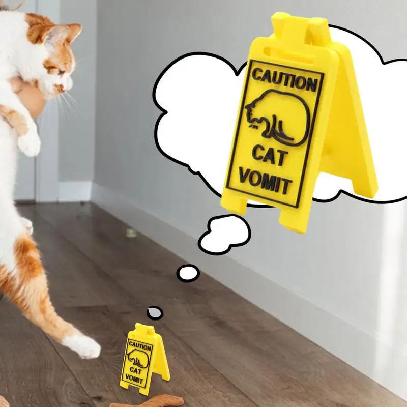 1Pc Sign Funny Creative Dog Cat Vomit Caution Sign Weather-proof Plastic Outdoor Garden Yard Lawn Warning Sign Decoration