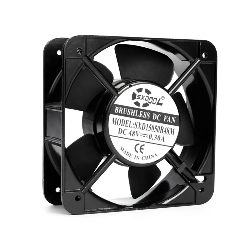 15cm DC 48v Cooling Fan 150mm Dual Ball Bearing 150X150X50 Mm Metal Frame 3000RPM 208CFM Cabinets Chassis Axial