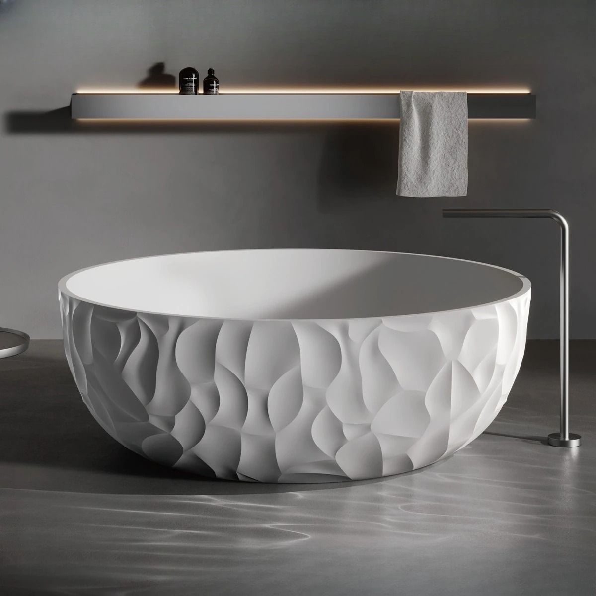 Round transparent bathtub Household egg-shaped freestanding bathtub