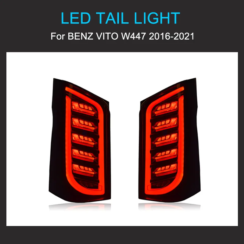 1 زوج مصباح ليد خلفي لبنز فيتو W447 V260 2016-2011 مصابيح خلفية التوصيل والتشغيل مع LED الديناميكي تحول أضواء خلفية