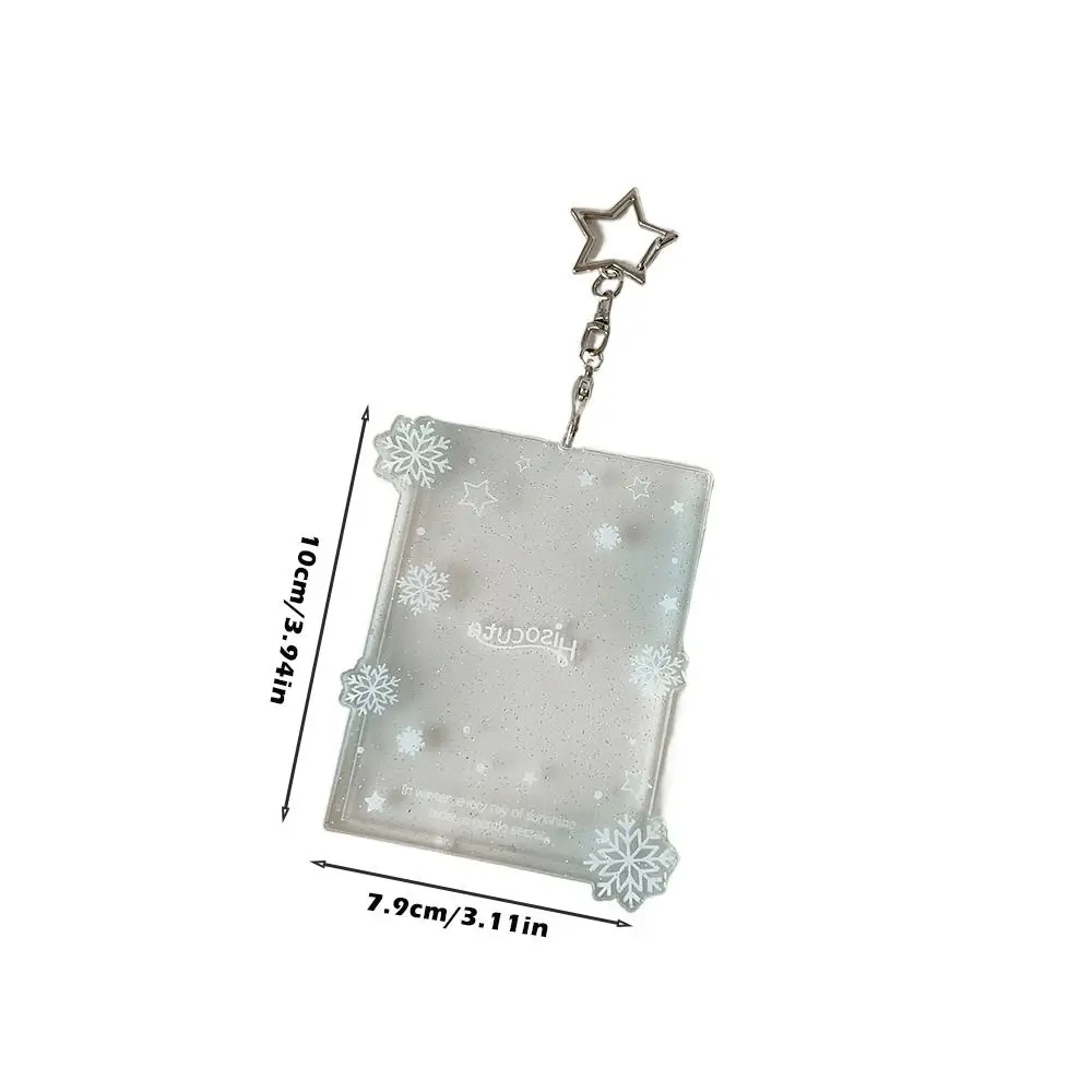 Kawaii Clear Card Cover Hard Snowflake Campus Card Protective Case 3Inch Card Storage Cards Sleeve Hadiah untuk Pelajar