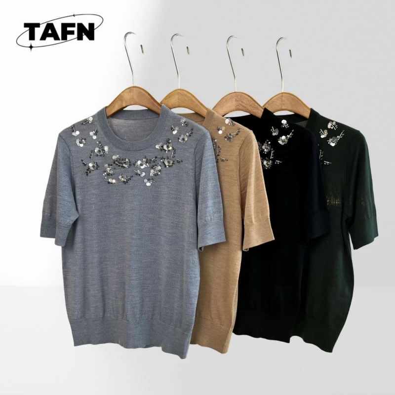 

Женская элегантная футболка с коротким рукавом, мягкая, повседневная, для офиса, модная, простой стиль, BC2239