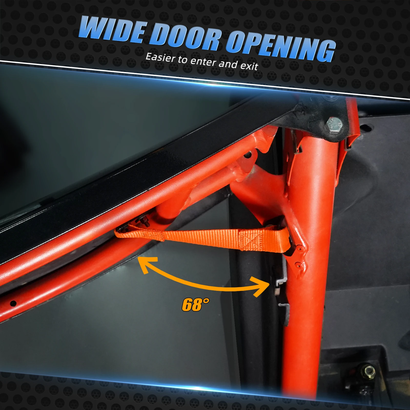 UTV Door Limit Straps For CAN AM MAVERICK X3 R RR 4x4 XRC XMR XRS XDS Turbo DPS Orange Black Polyester and 45 Steel Material