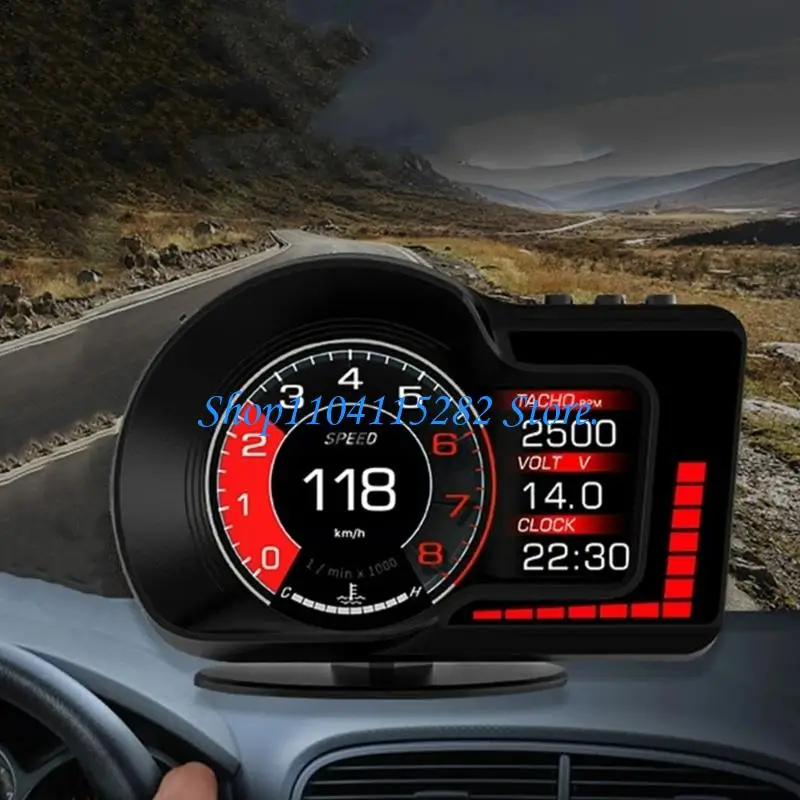 高解像度カラー-hud-ディスプレイ、8-つの調整可能なバックライトカラー、車用の-5-つの-ui-モード、obd2-速度-rpm-モニタリング