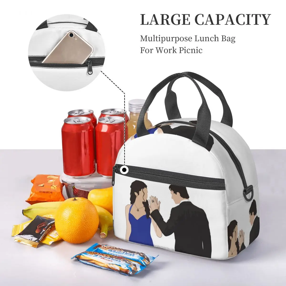 The Vampire Diaries Damon Salvatore And Elena Insulated Lunch Bag for Women Picnic Storage Food Boxes Cooler Thermal Lunch Tote