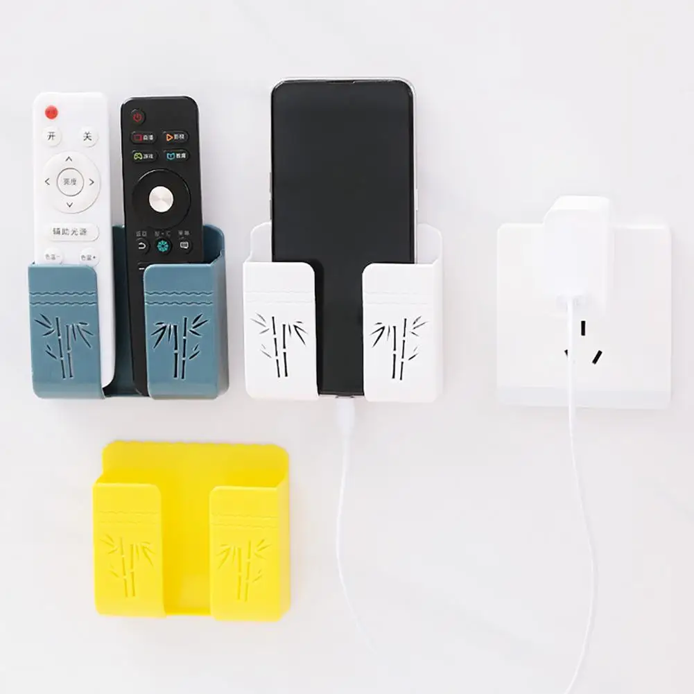 Wall Holder Reusable Punch-free Remote Holder Wall-mounted Remote Controller Holder for Living Room Wall Storage Box