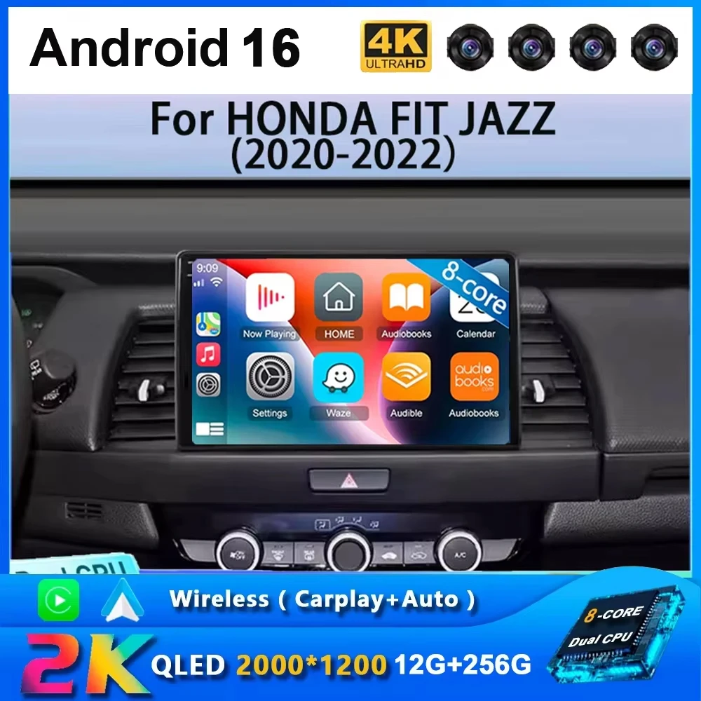 Android 16 Carplay Auto DSP For HONDA FIT JAZZ 2020 2021 2022 Car Radio GPS Player Navigation 2 Din Multimedia DVD Video Stereo