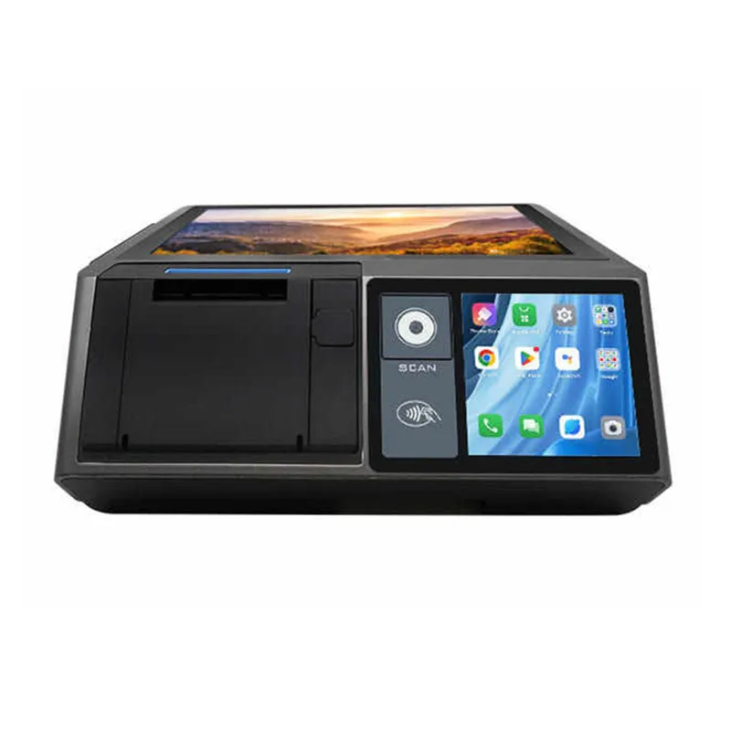 Dual Screen Android Cash Register Tablet Sales Point Small Ticket Machine Supermarket POS Terminal with NFC 58mm Thermal Printer