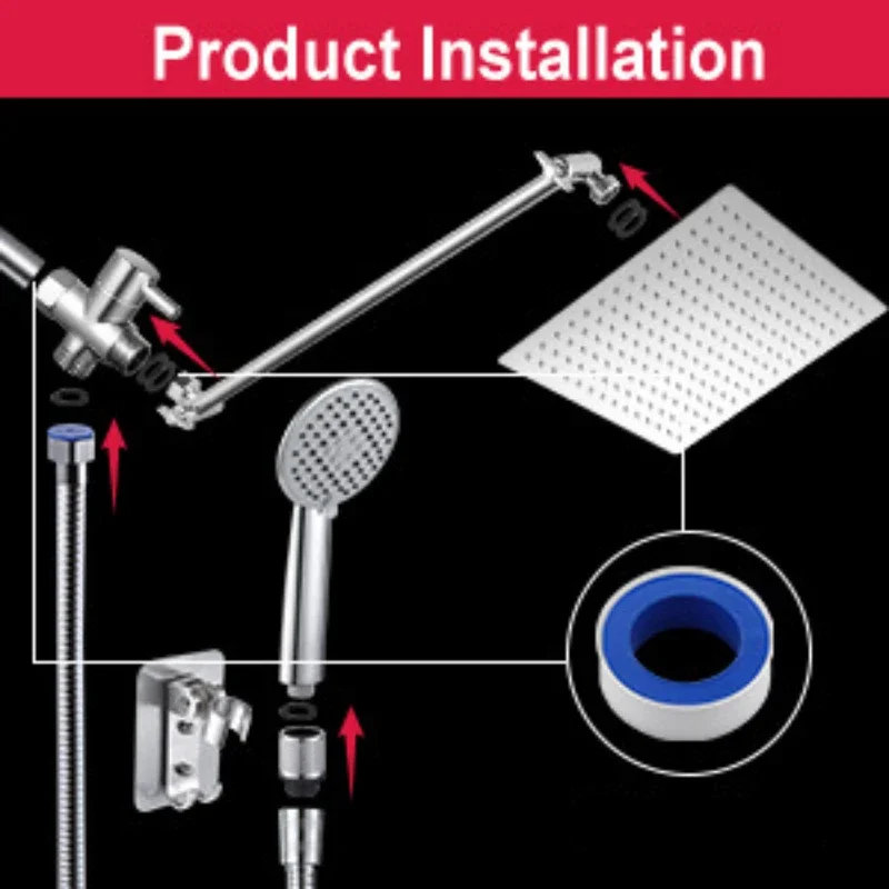 8/10 Inch Adjustable Shower System Bathroom High Pressure Shower Faucet Set Water Saving Shower Set with 5 Modes Hand Showerhead