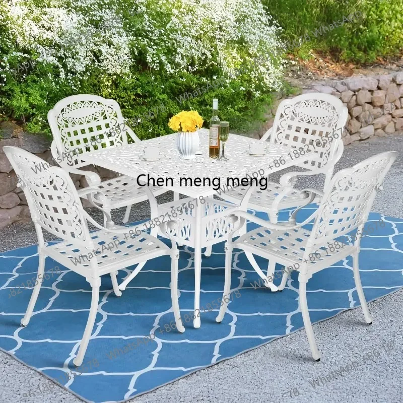 RR 5-Piece Outdoor Patio Dining Set, All-Weather Cast Aluminum Patio Conversation Set for Backyard Garden Deck with 4, Customize