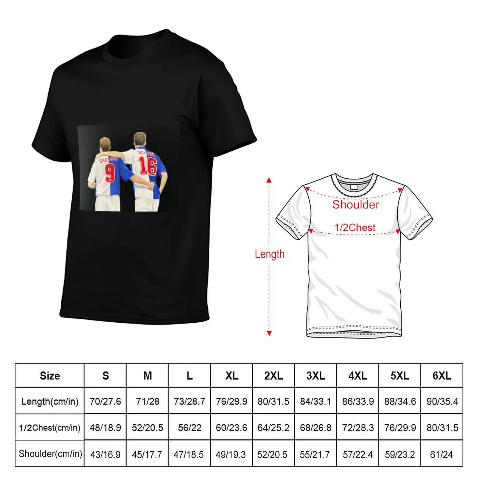My painting of Blackburn Rovers FC legends Alan Shearer and Chris Sutton T-Shirt Festival Casual Short Sleeve