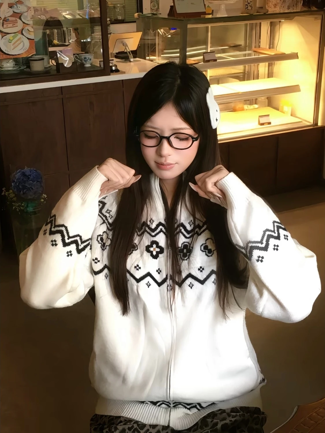 

Ретро американский трикотаж с лепестками Fair Isle, свободный крой ex Lazy Sle, открытый кардиган, свитер, молодежный осенний длинный све