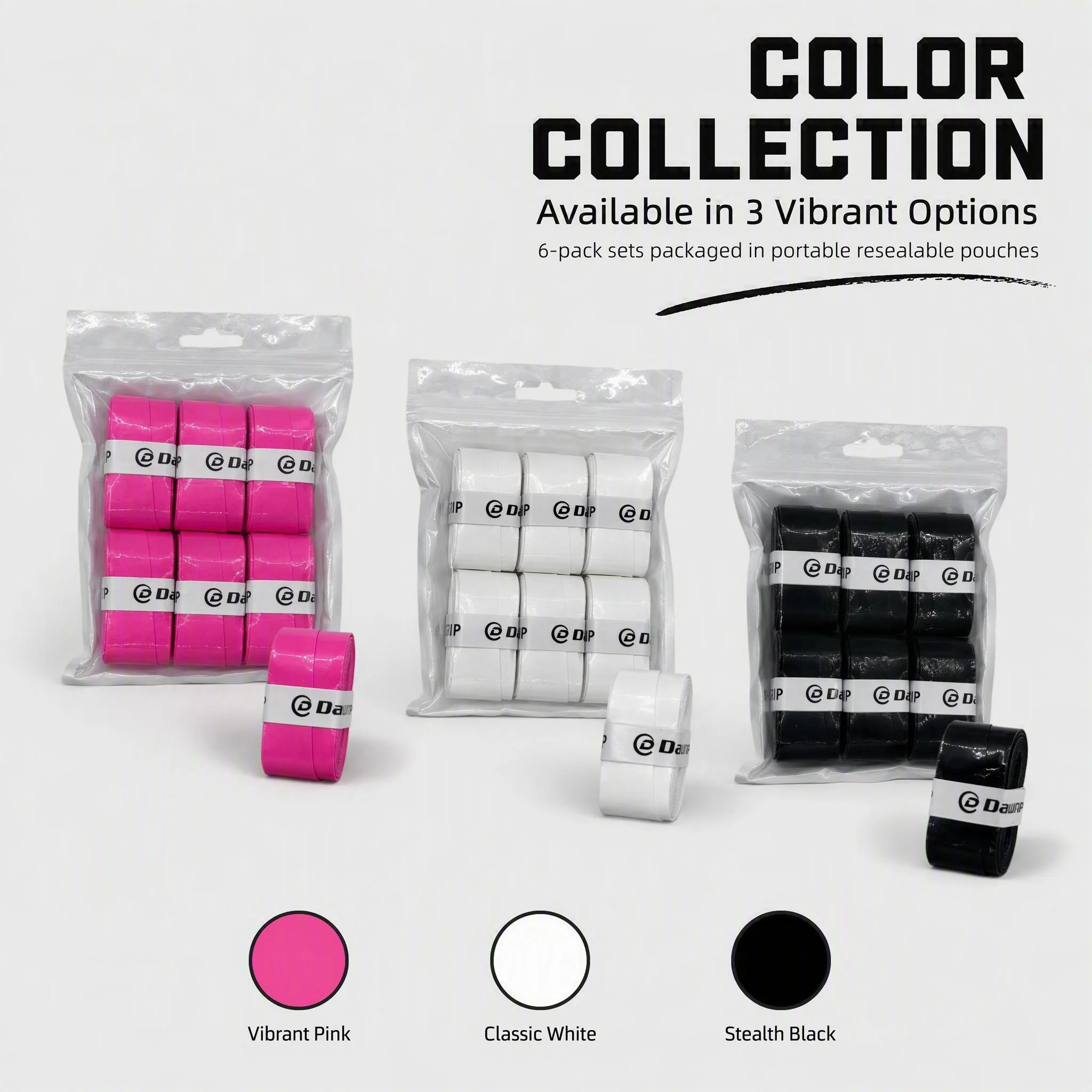 Pro Tacky Tennis Overgrip 6Pcs PU Material Anti Slip Sweat Absorbent Tennis Racket Overgrip Tape for Training Competition