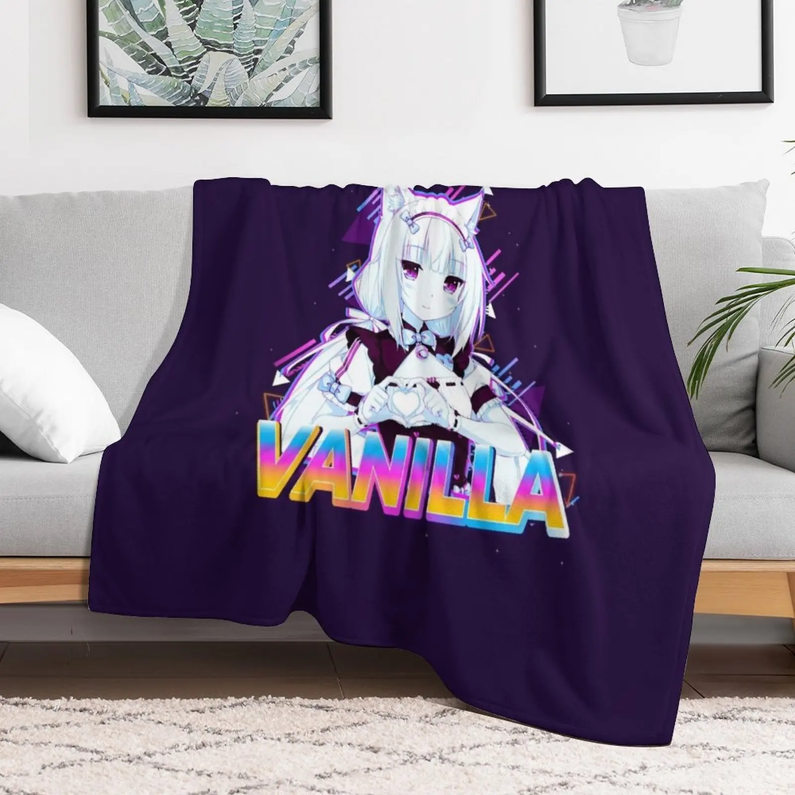 Vanilla | Nekopara Throw Blanket Thins bed plaid funny gift heavy to sleep Blankets