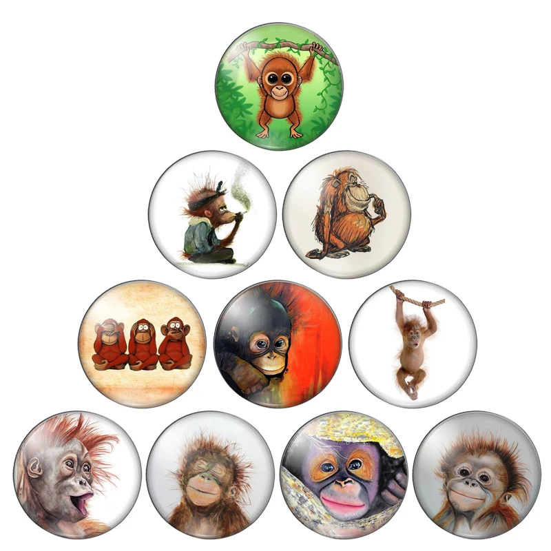 Cartoon Cute little monkeys funny  Art paintings 8mm/12mm/20mm-40mm Round photo Glass Cabochon demo flat back Making findings