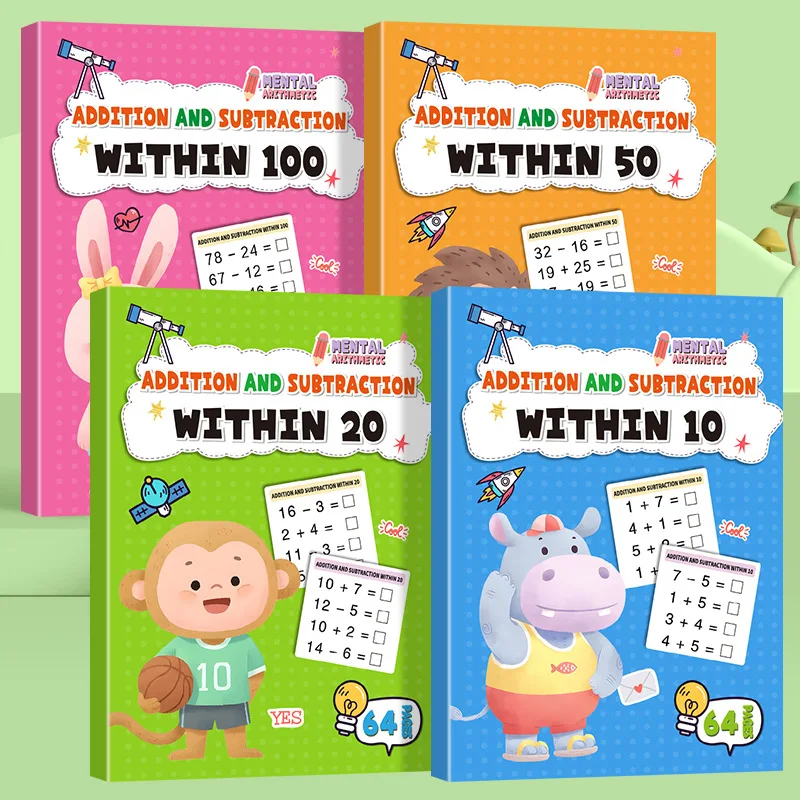 Children's Math Exercise Book, Math Improvement Tool: Addition and Subtraction Within 100, Ideal Math Education Workbook