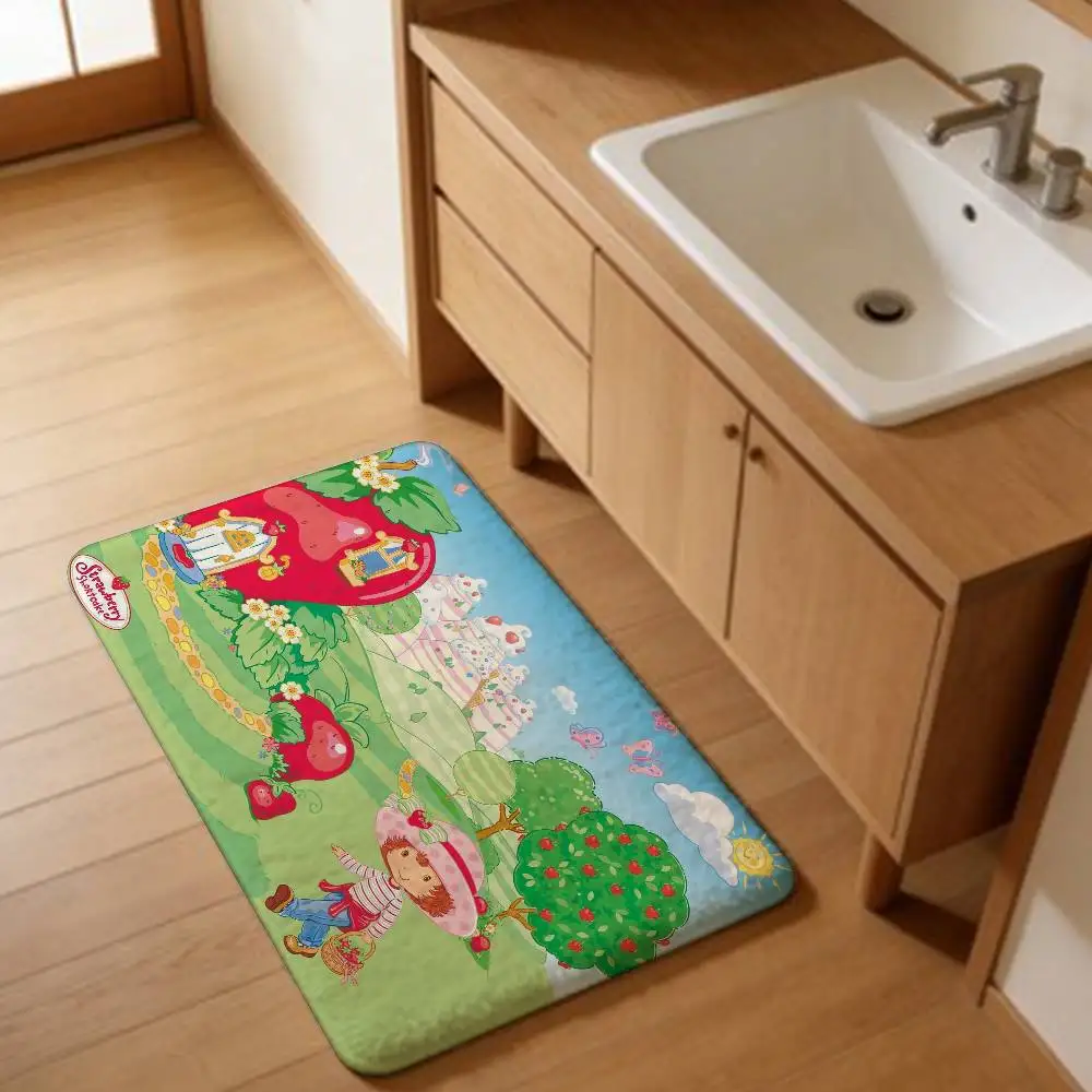 Cute S-strawberry-shortcakeS Floor Mat Rectangle Anti-slip Home Soft Badmat Front Door Indoor Outdoor Mat Welcome Doormat
