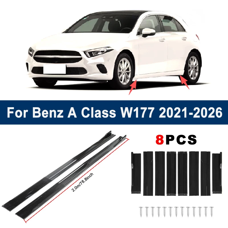 

2m Sectional Side Skirt Extension Lips For Mercedes Benz A Class W177 2021-2026 - Racing Side Spoiler Car Modified Body Kit