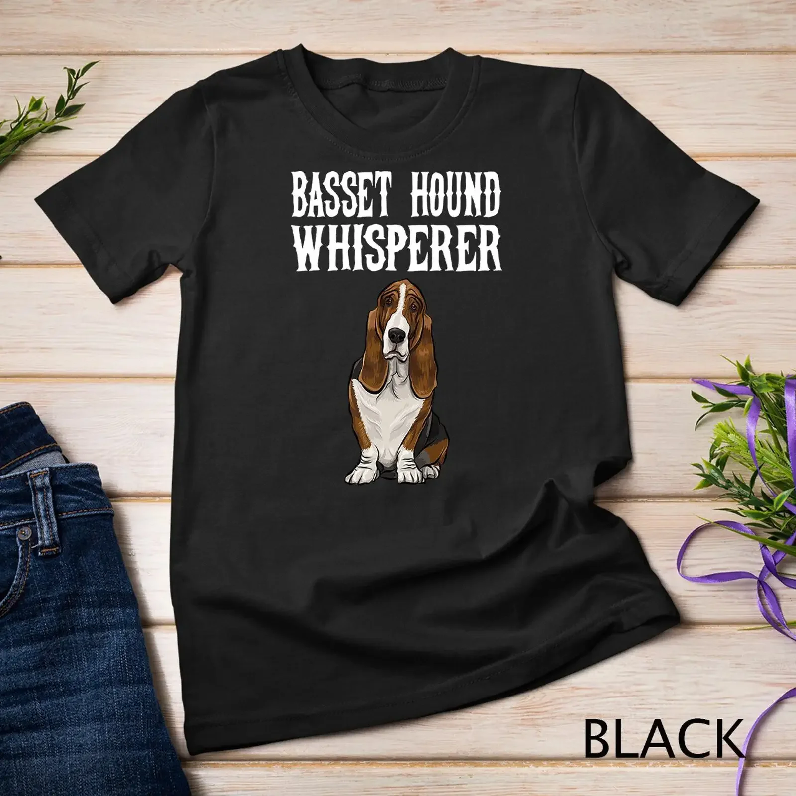 Basset Hound Wisperer Funny Dog Lover T shirt vintage Washed designer clothes graphic Stretched Top For Everyday Wear Slightly