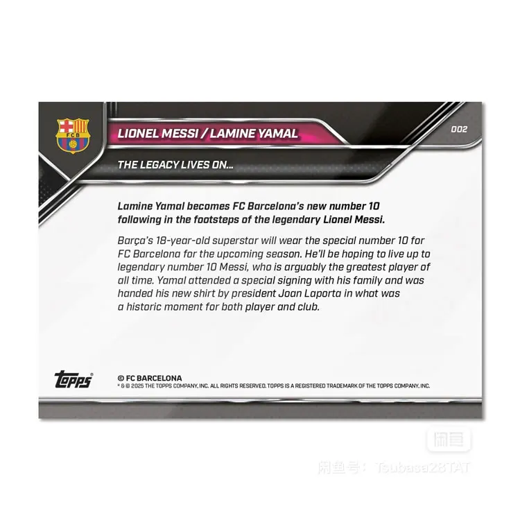 Topps 2025 Soccer Ball World Cup Finest Messi, Yamal, Double Person Size 10 Heritage Sports Cards 1 Pc Topps-2604-0007
