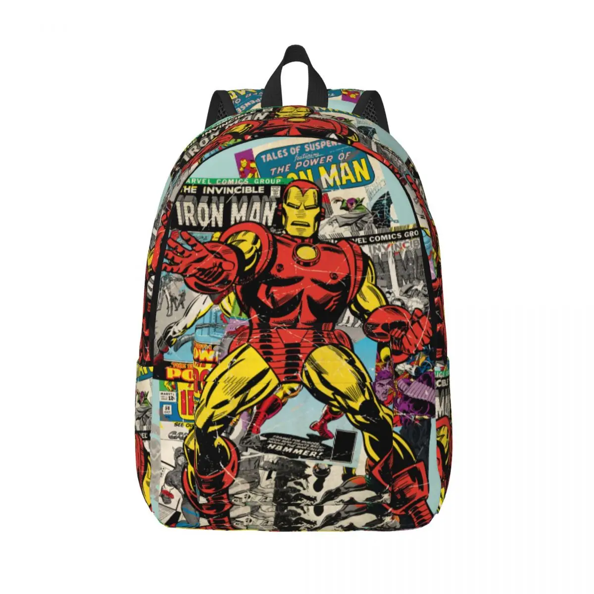 Ransel komik Retro Iron Man tas buku siswa sekolah menengah Tinggi tas olahraga harian Remaja