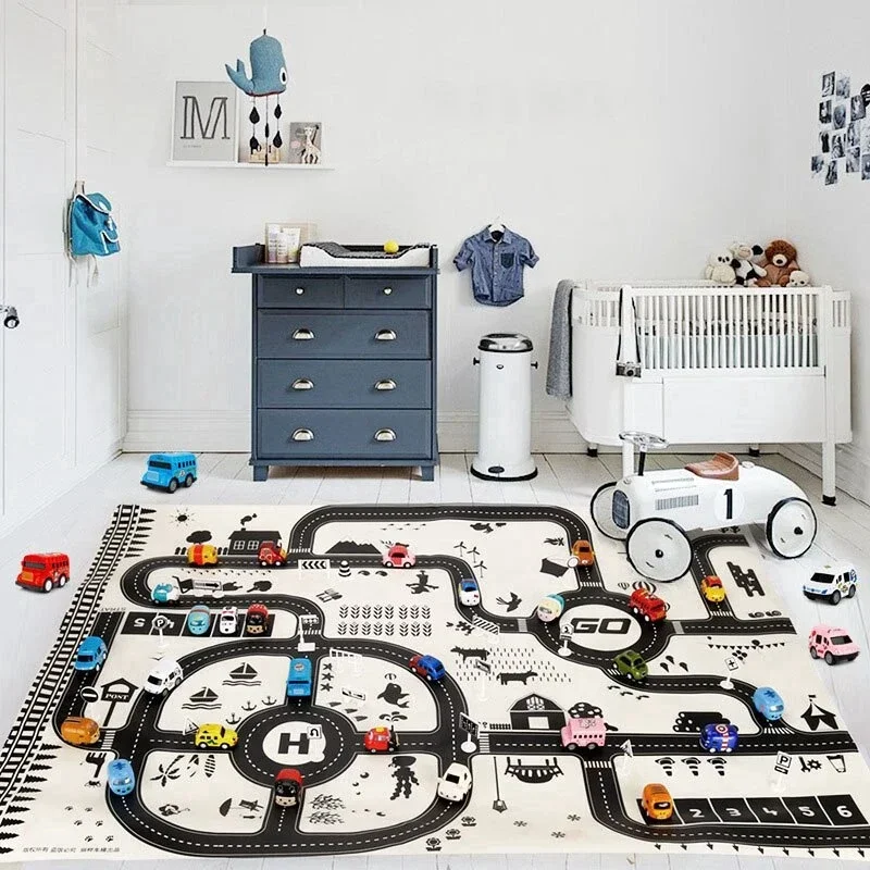83*58 cm/130*100 cm Straße Matte Kinder Verkehrs Auto Karte Pädagogisches Spielzeug Straße Kunststoff Teppich Playmat für Matten Stadt Kinder Spielzeug Spiele – Detail 1