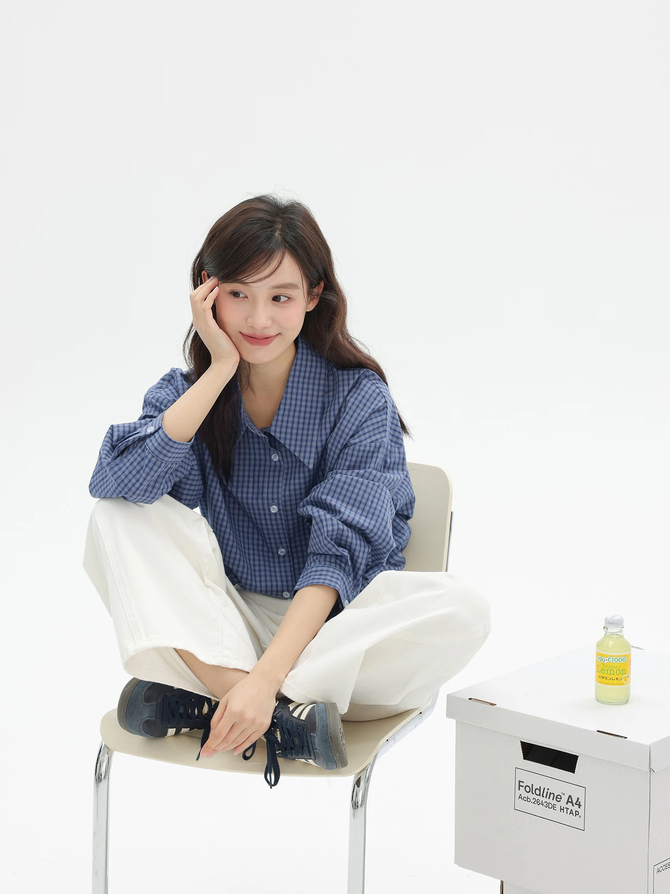 

Весенняя женская рубашка в клетку, легкая, элегантная, в стиле Берри Парк, из хлопка, с длинным рукавом, воротником и пуговицами, миди-длина