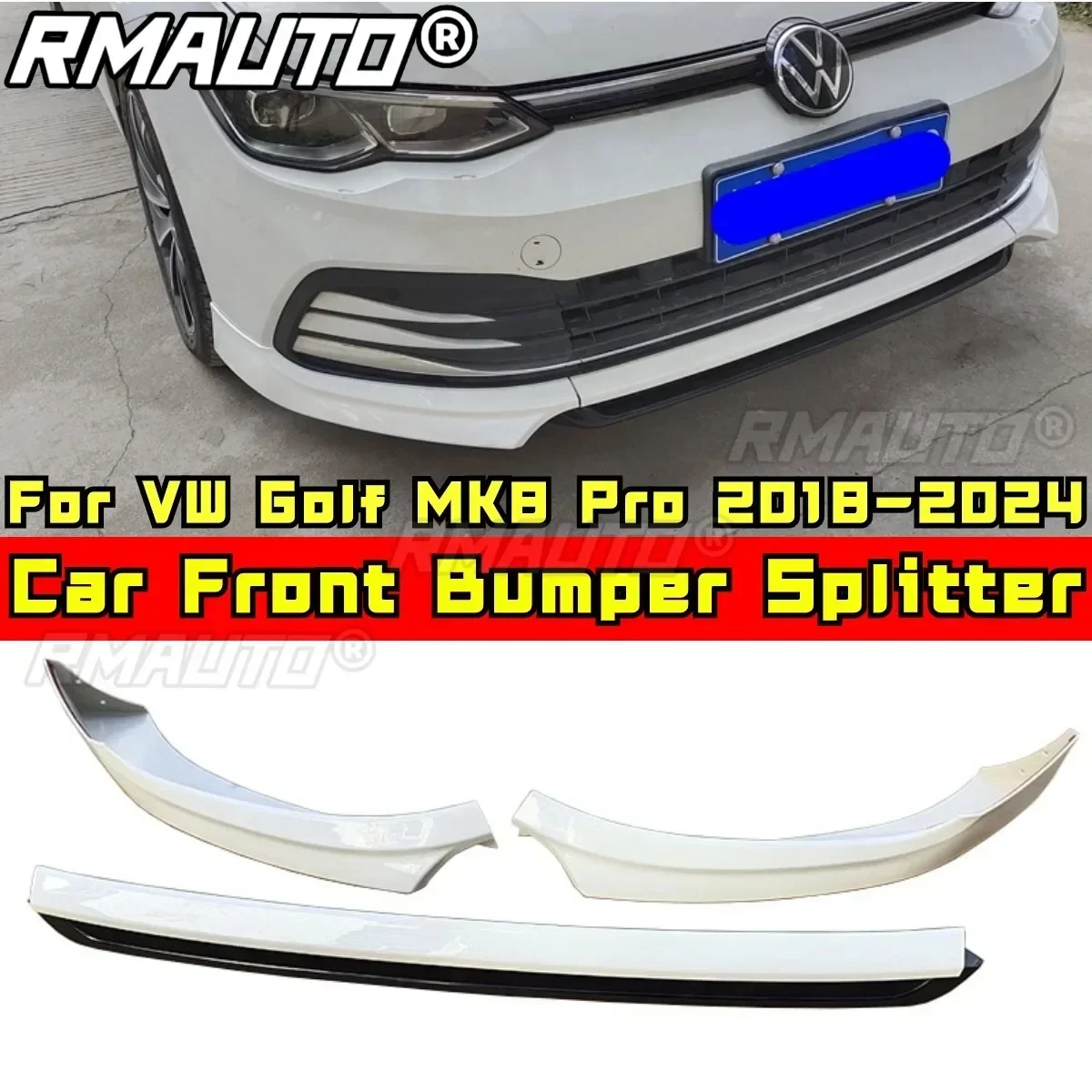 

Для VW Golf MK8 Pro 2018-2024 комплект кузова, диффузор переднего бампера, глянцевый черно-белый ABT стиль, передний бампер, губа, автомобильные аксессуары