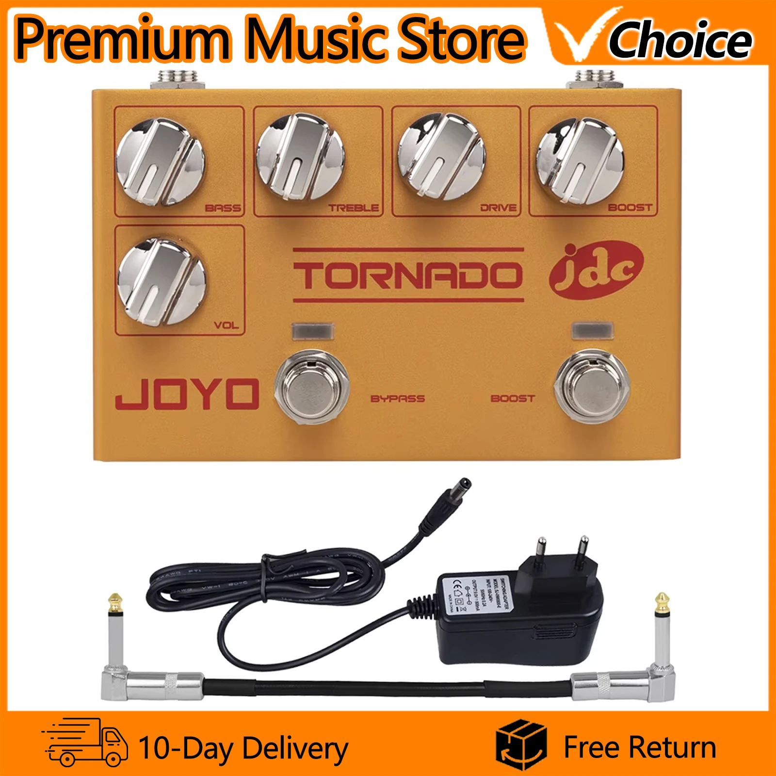 JOYO Guitar Effect Pedal R-21 TORNADO Drive & Boost Dual Channel Overdrive Effect Pedal Clean Smooth Rich Overtone Guitar Parts