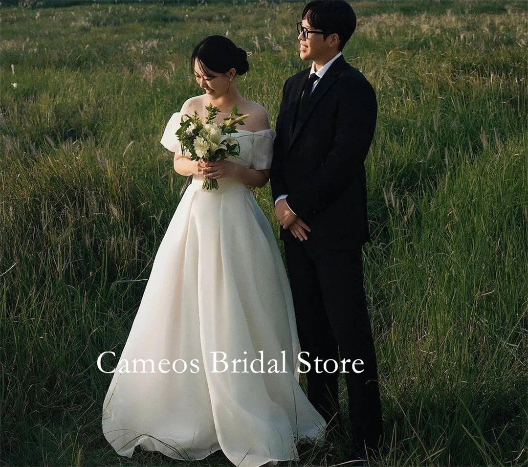 

SONDR Off Shoulder Korea Wedding Dresses Photo Shoot Simple Organza Lace-up Elegant A-Line Ivory Custom Bridal Gown