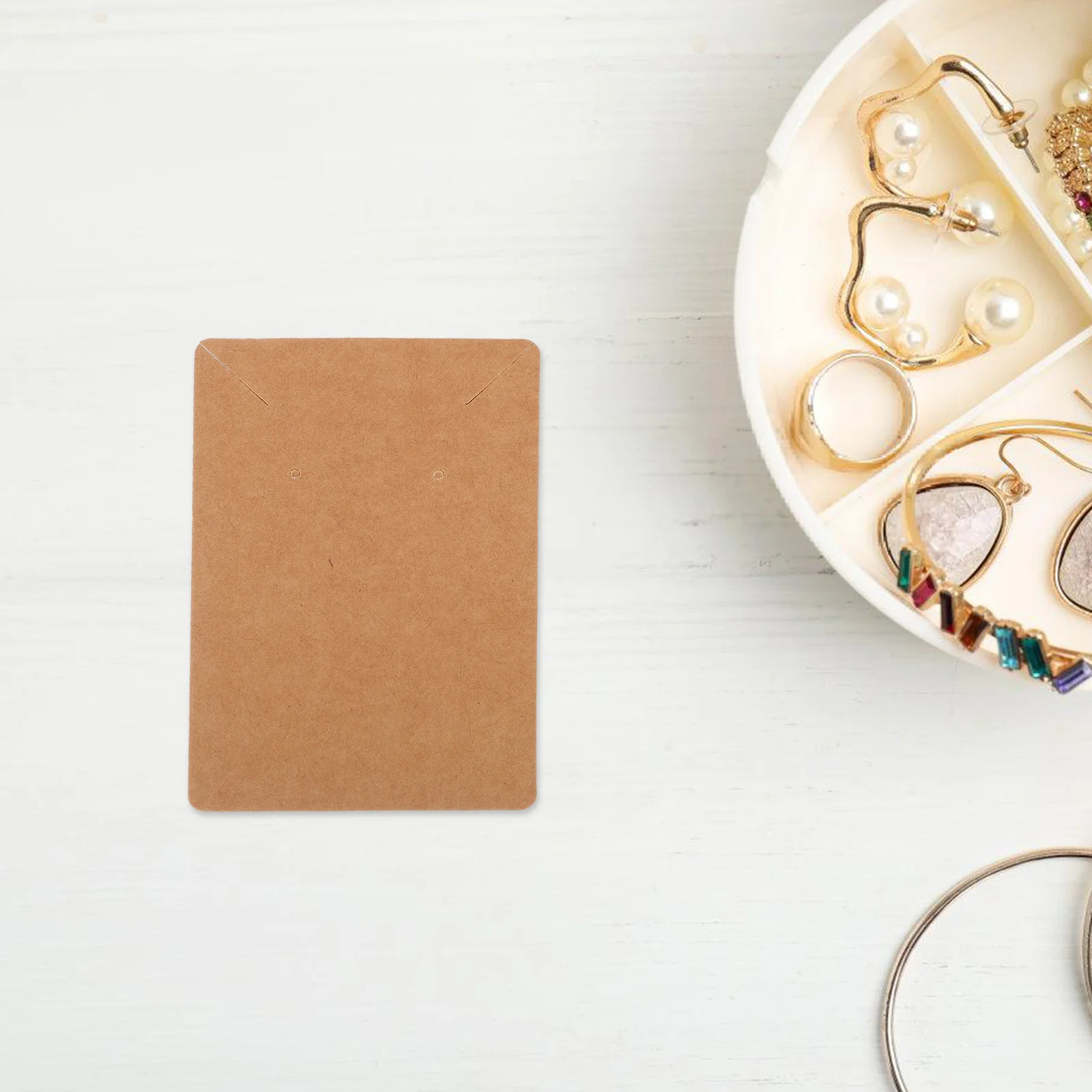 

50Pcs Earring Cards Kraft Paper Jewelry Display Blank Space for Logo Price Printing Storage Earring Cards Necklace Cardboard