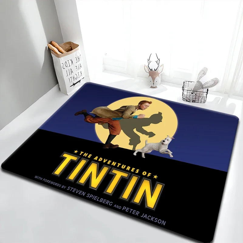 L-Les Aventures de Tintin et Milou Carpet Mat Entrance Doormat Bedroom  Decoration LivingRoom Carpet Bathroom Anti-slip rugs