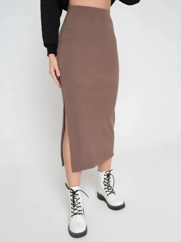 

Юбки больших размеров для женщин, облегающая юбка-карандаш миди с высокой талией, элегантная сексуальная эластичная юбка с разрезом на животе, для ночного выхода, S-3XL