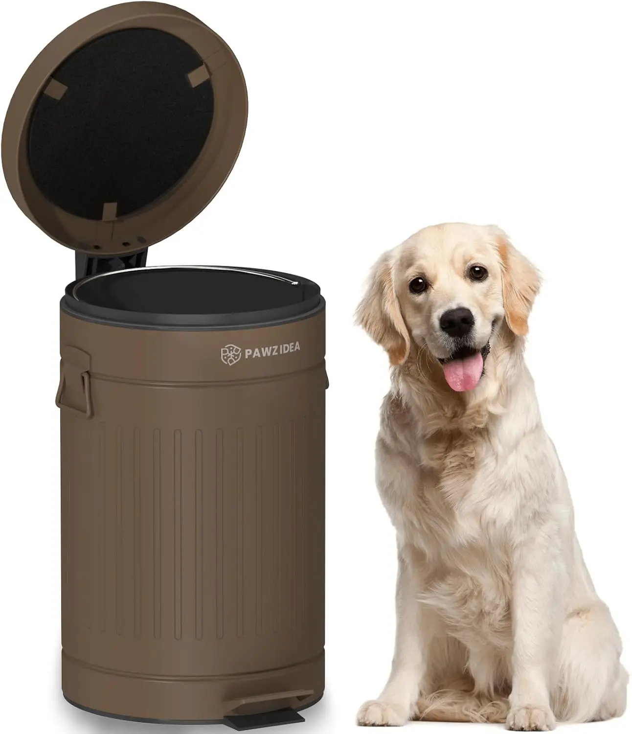 

Outdoor Pet Waste Trash Can with Odor Control, 3.1 Gallon Waterproof Metal Bin with Lid and Carbon Filter for Dog Poop Disposal