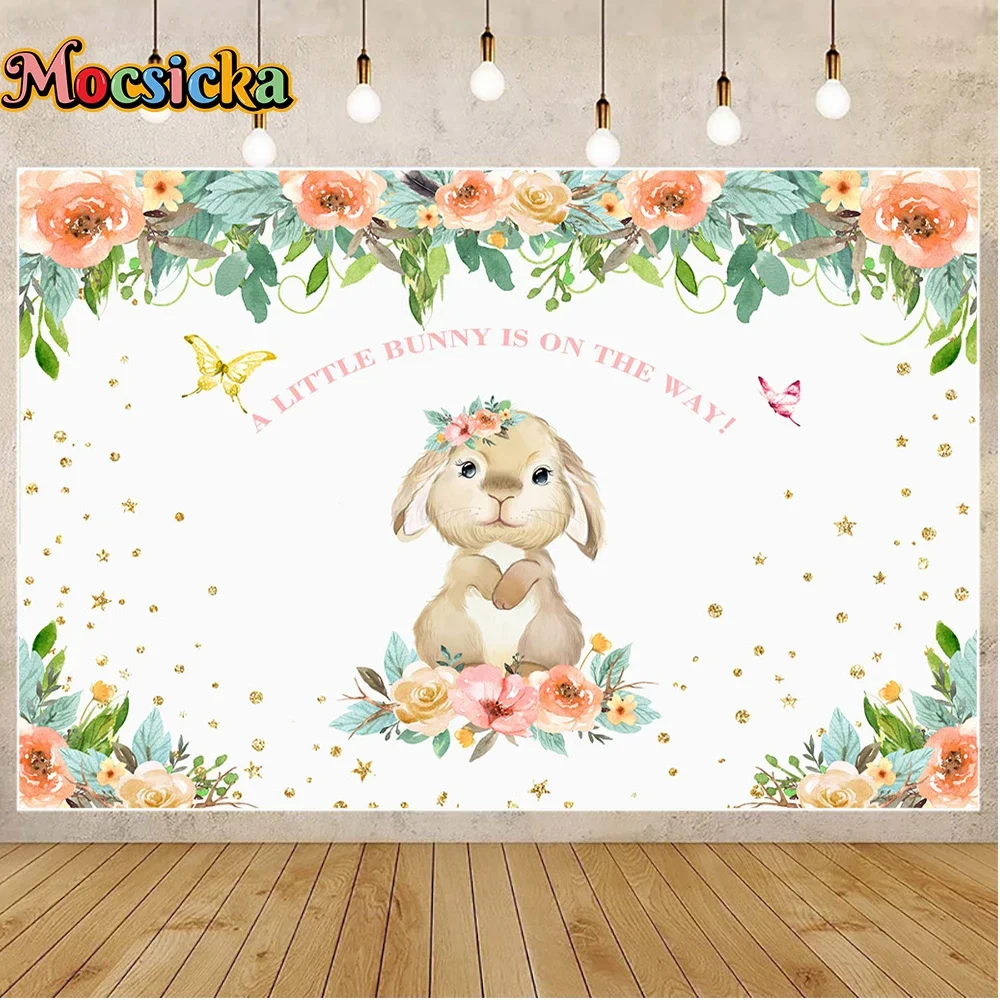 모시카 베이비 샤워 사진 배경, 귀여운 토끼, 어린이 생일 휴일 초상화, 커스텀 사이즈 사진 배경, 스튜디오 소품