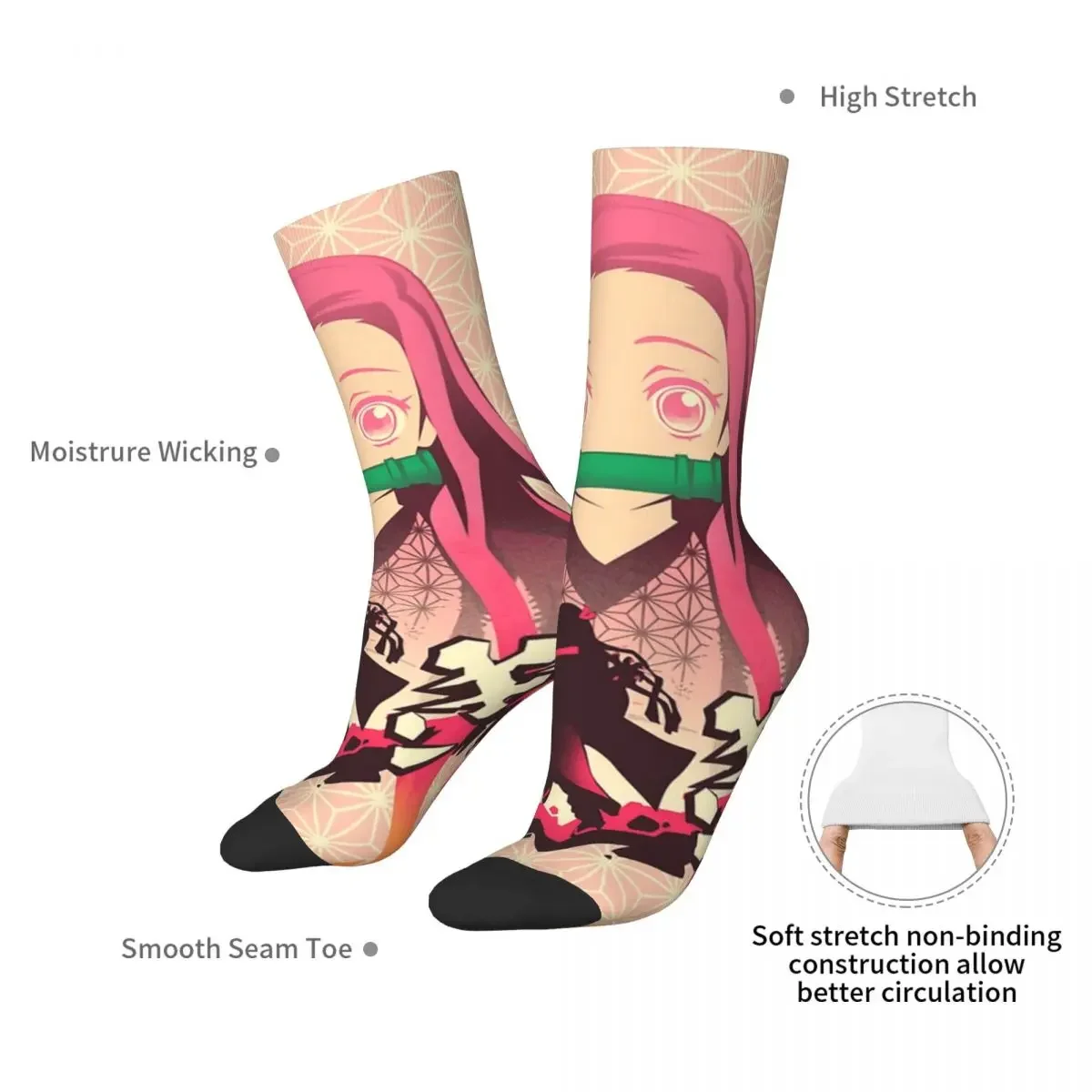 Anime Demon Slayer Kamado Tanjirou Socks Harajuku High Quality Stockings All Season Long Socks Accessories for Unisex Gifts