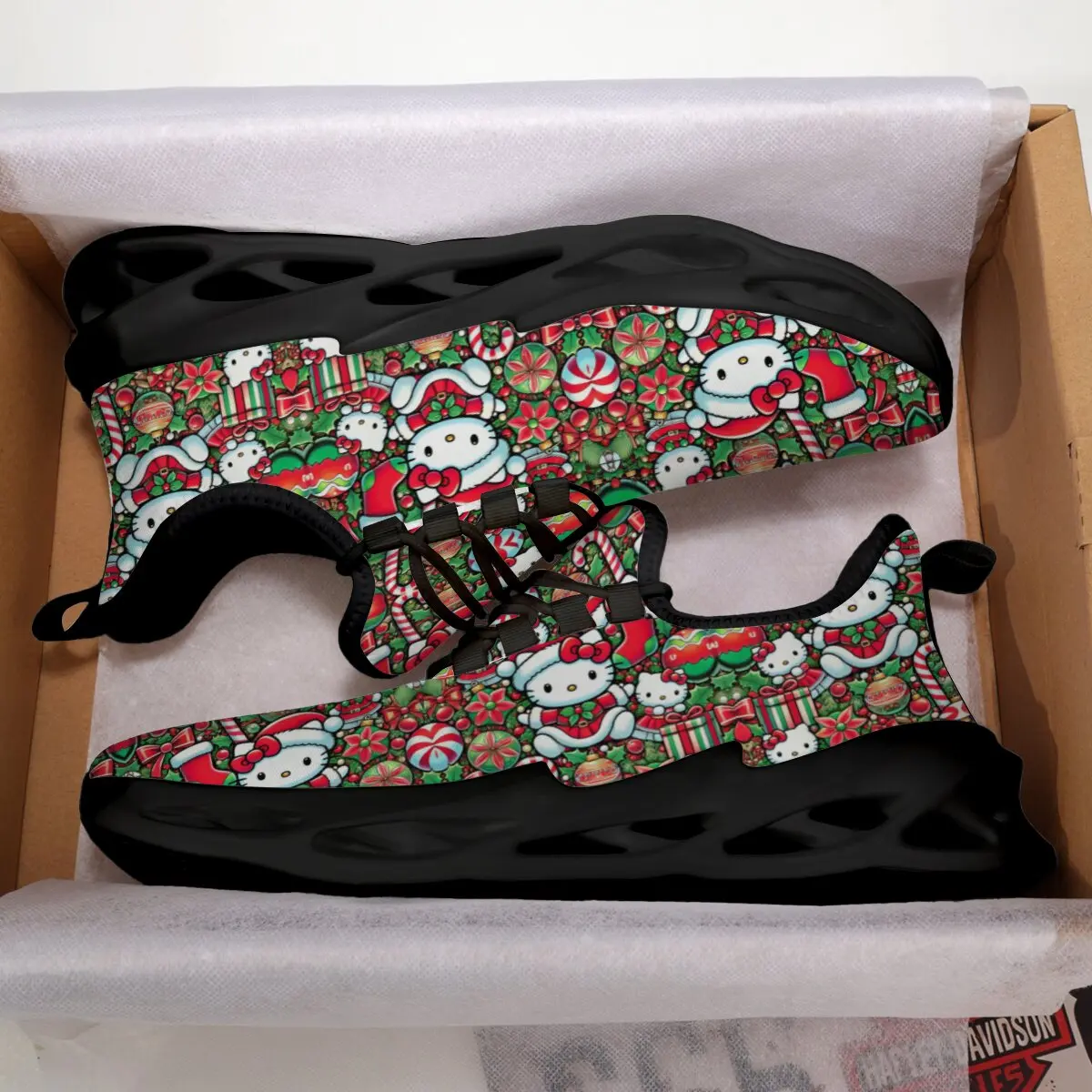 

Прогулочные теннисные кроссовки Disney Hello Kitty, рождественские повседневные кроссовки, мужская обувь, мужские спортивные кроссовки без шнуровки, тренировочные кроссовки в тренажерном зале