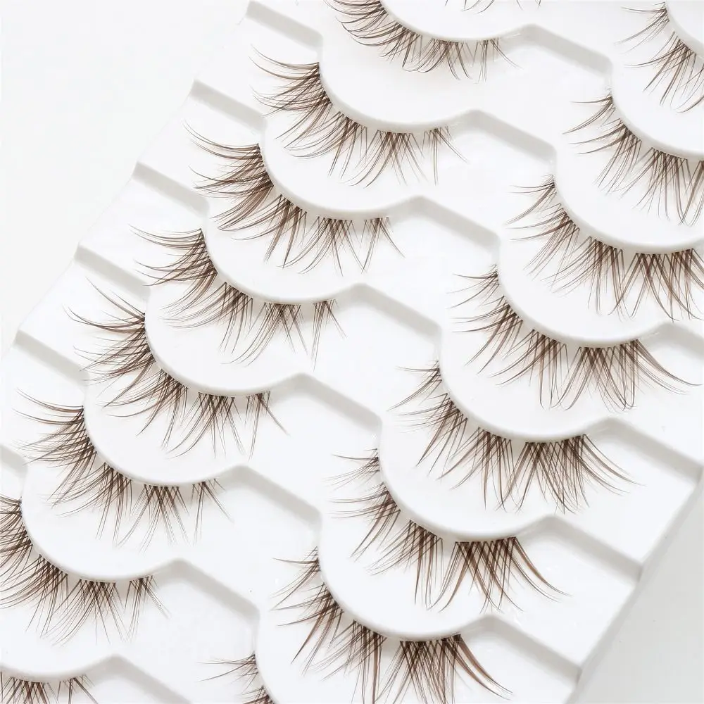 Brown False Eyelashes Manga Lashes Natural Look Fake Eyelashes 3D Faux Mink Lashes Dramatic Anime Lashes Cosplay Spiky Lashes