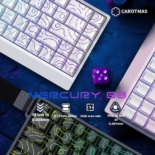 Imagen 2 del producto Teclado con interruptor magnético Mer68 Pro, teclado con cable intercambiable en caliente de 8000Hz, disparador rápido RT0.001mm RGB, teclado para juegos de baja latencia para jugadores