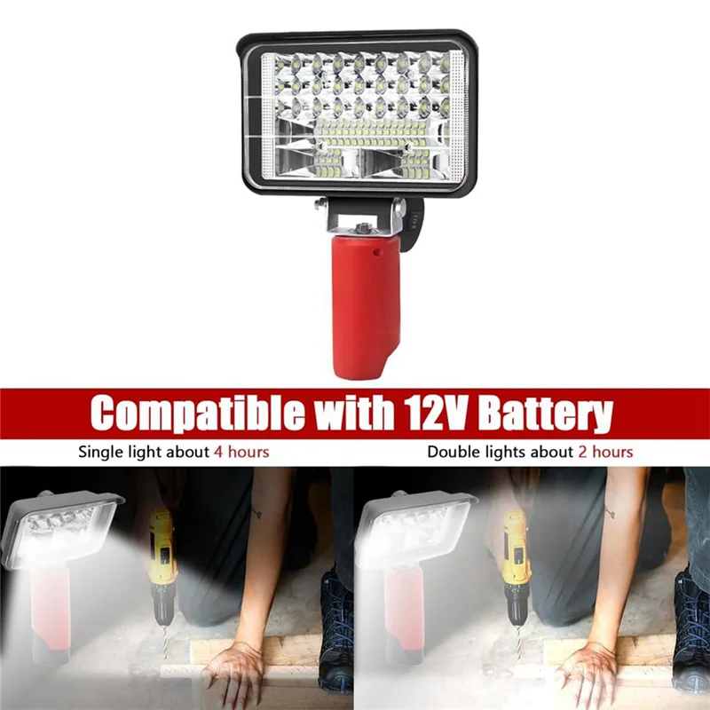 Luz de trabajo LED portátil A96I para batería de 12V, linterna ajustable de 7200LM 144W, luz de inundación alimentada por batería inalámbrica