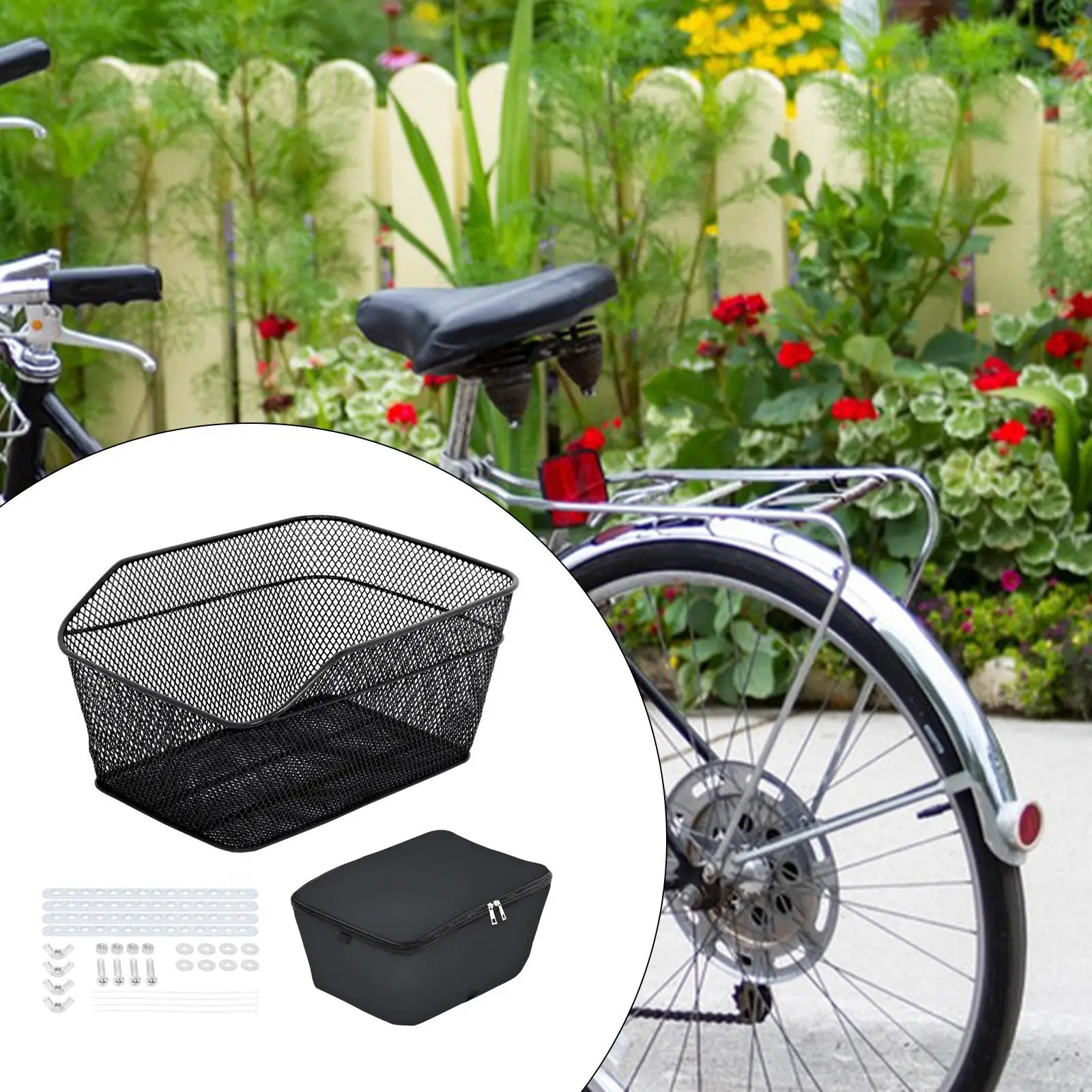 Bike Rear Basket Pannier Bag Mountain Bikes Tailstock Holder Storage Basket Easy Assembly Iron Bike Cargo Rack Bicycle Basket