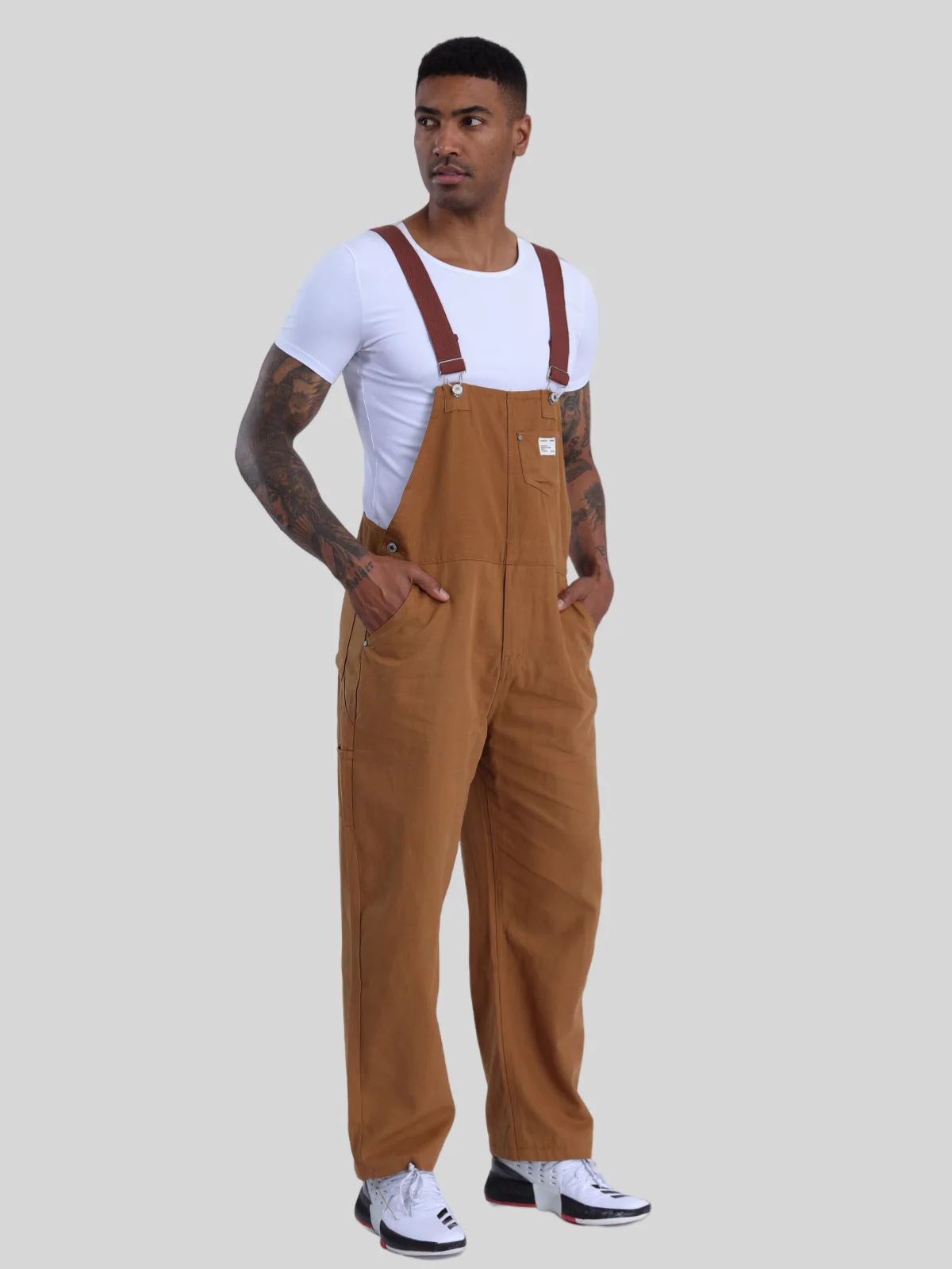 リバースクラフトマン レトロ マルチポケット 純綿キャンバス ストレートレッグ カーゴパンツ オーバーオール ルーズ カップル カジュアルパンツ