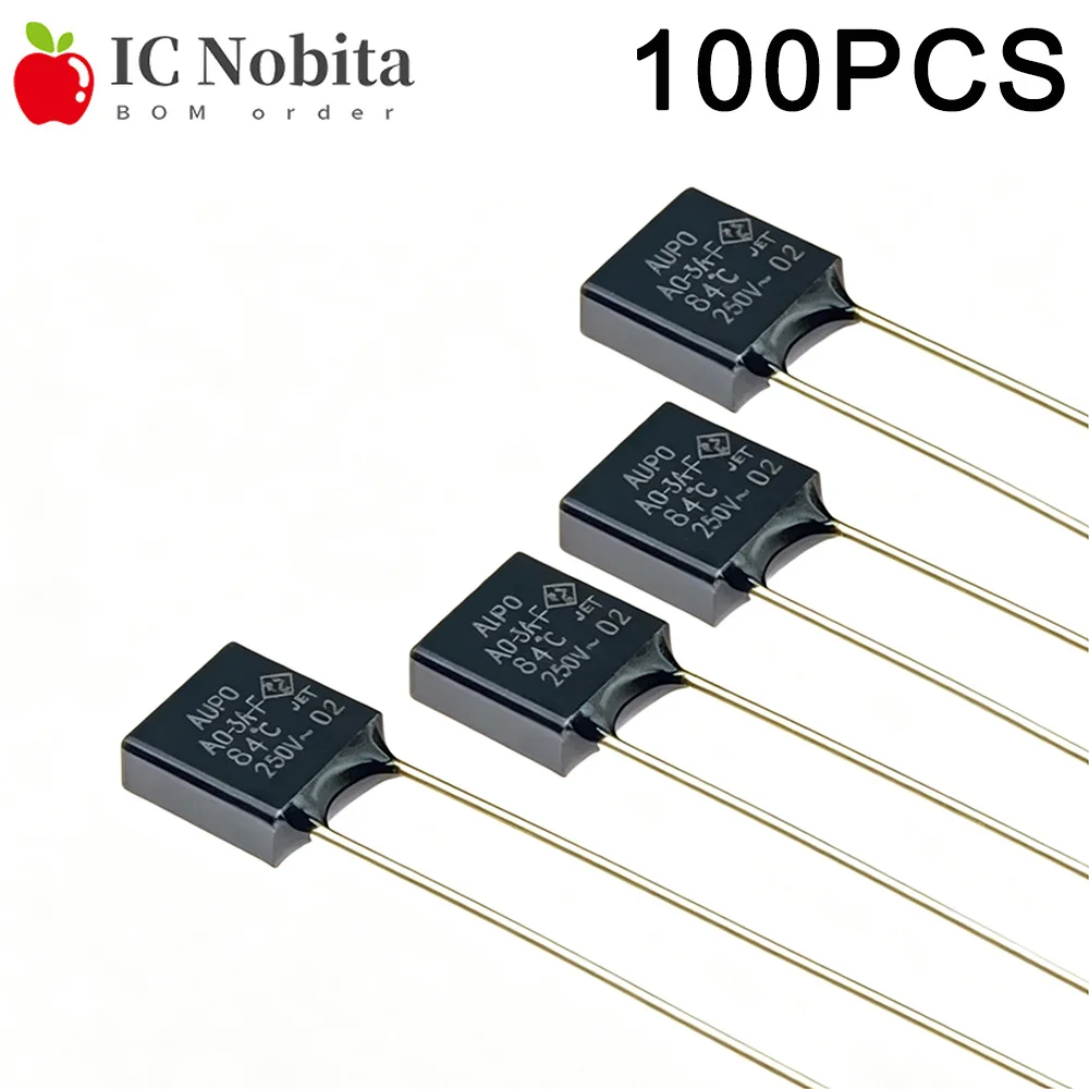 100PCS AUPO Thermal Fuse 1A 2A 3A 5A 10A CUTOFF 84C 102C 115C 125C 130C 135C 138C 150C Square Temperature Fuses