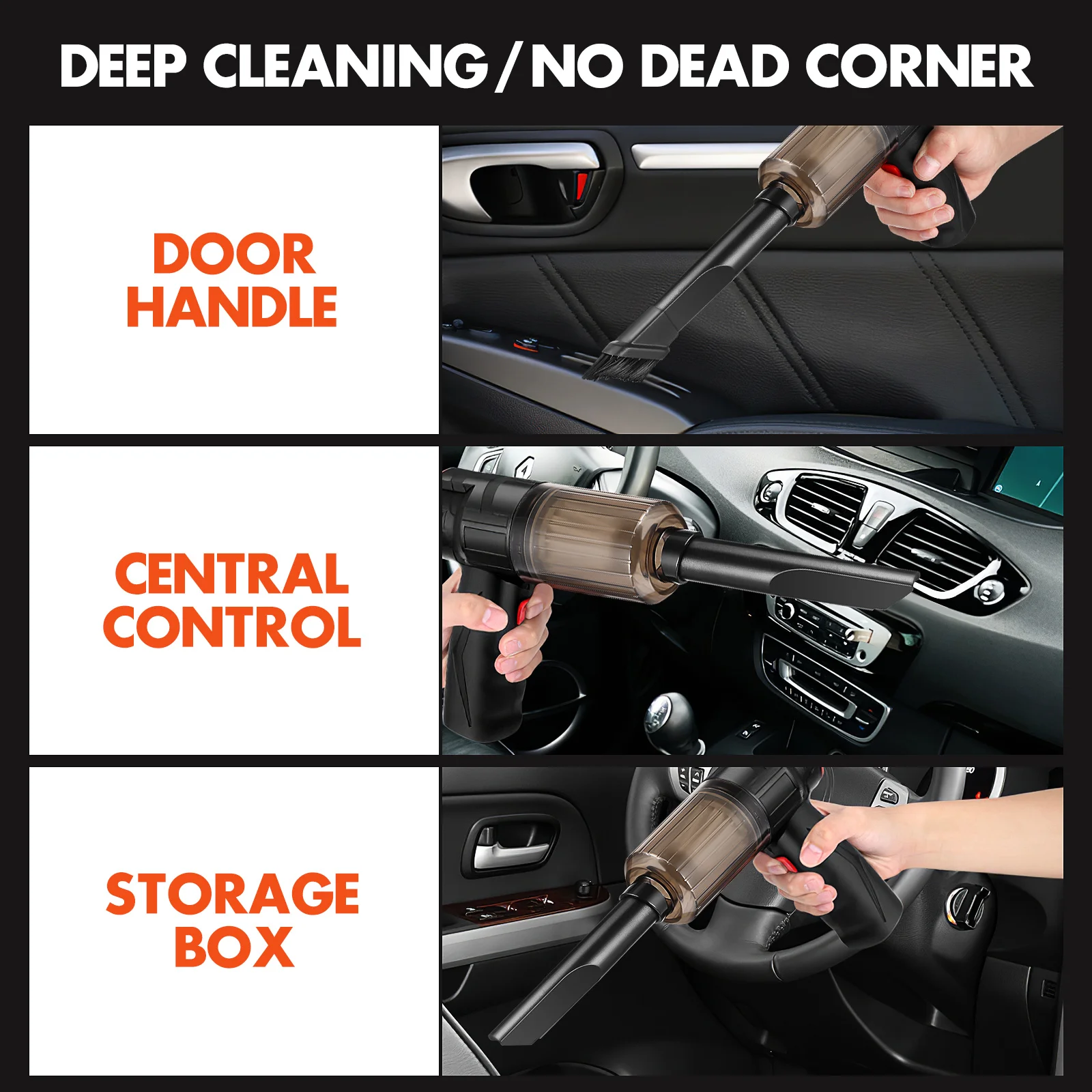 

1Set Car Vacuum Cleaner Cordless Handheld Portable High Power Motor Multifunctional Wet Dry Vacuum for Car Truck Household