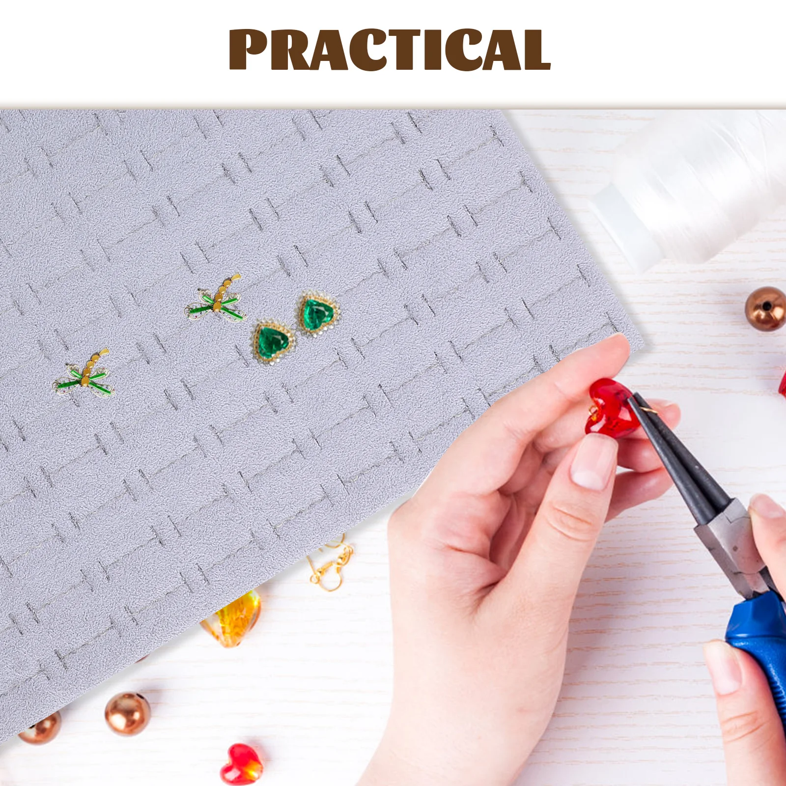 

Органайзер, губчатый коврик, лотки для ювелирных изделий, вставки для ящиков, серая подставка для колец, внутренняя подставка