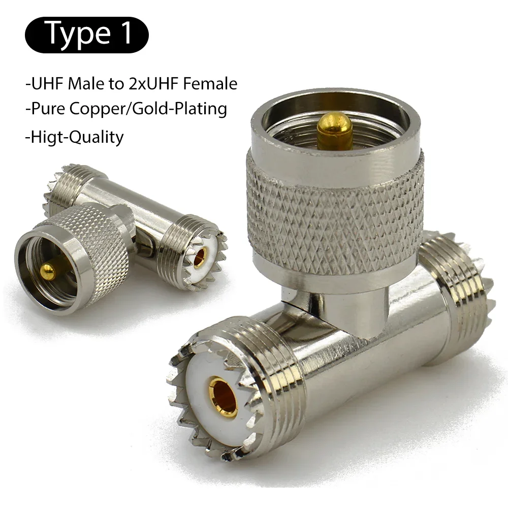 UHF male to Dual 2x UHF Female Right Angle RF Coaxial Adapter PL259 SO239 Plug Jack 3 Way T Connector for FPV Antenna WiFi Radio view 4
