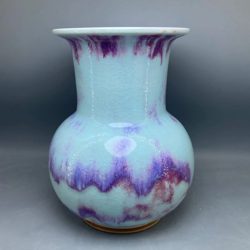 

Round belly vase Ceramic vase ornamental vase handicrafts Jun porcelain has ice cracks open pieces of under-glaze bubbles