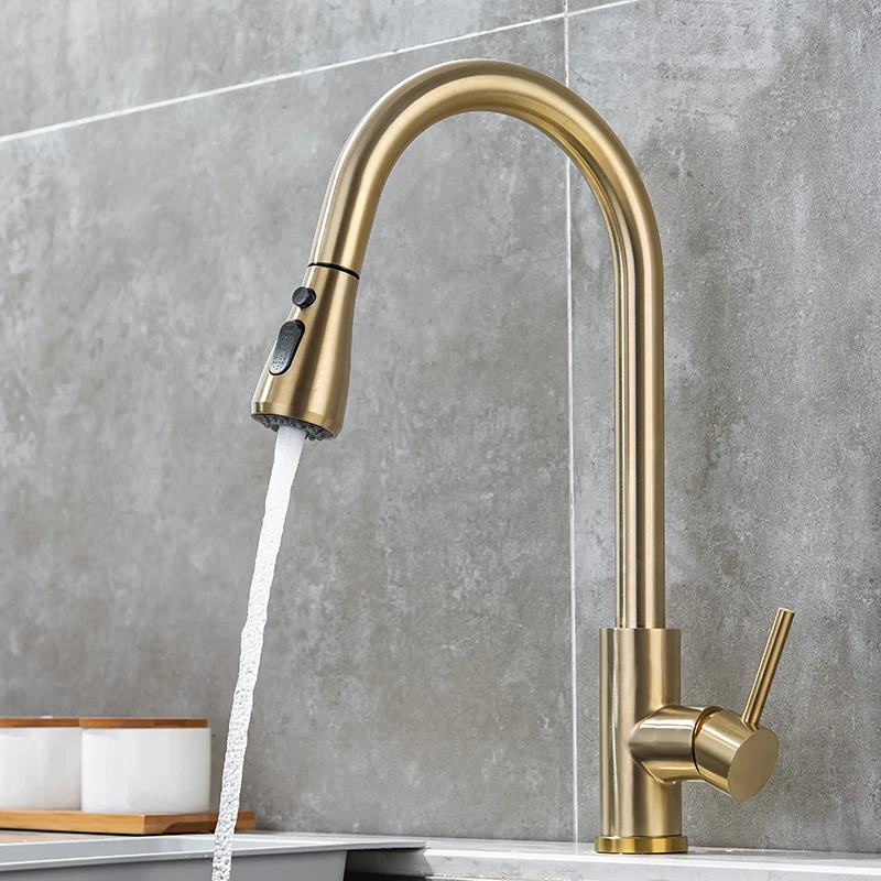 Smart Touch Kitchen Faucet Brushed Gold Hot Cold Kitchen Sink Mixer Tap Stainless Sensitive Sensor Touch Kitchen Faucets Tap