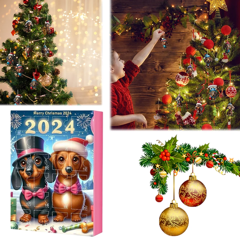 

2024 Dachshund Advent Calendar Cute Dachshund Toy Christmas Countdown Calendar 24 Days Xmas Countdown Calendar Gifts for Kids