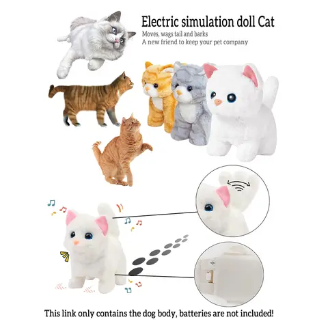 Pet Companion Batterij-aangedreven speelgoed Pluche huisdier elektronisch interactief speelgoed lopen blaffen kwispelende staart Simulatiemodel Cat